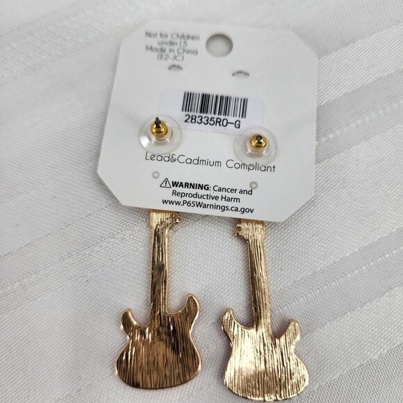 CRYSTAL AVENUE Pink Rock & Roll Cowgirl Guitar Earrings NWT - Picture 3 of 3